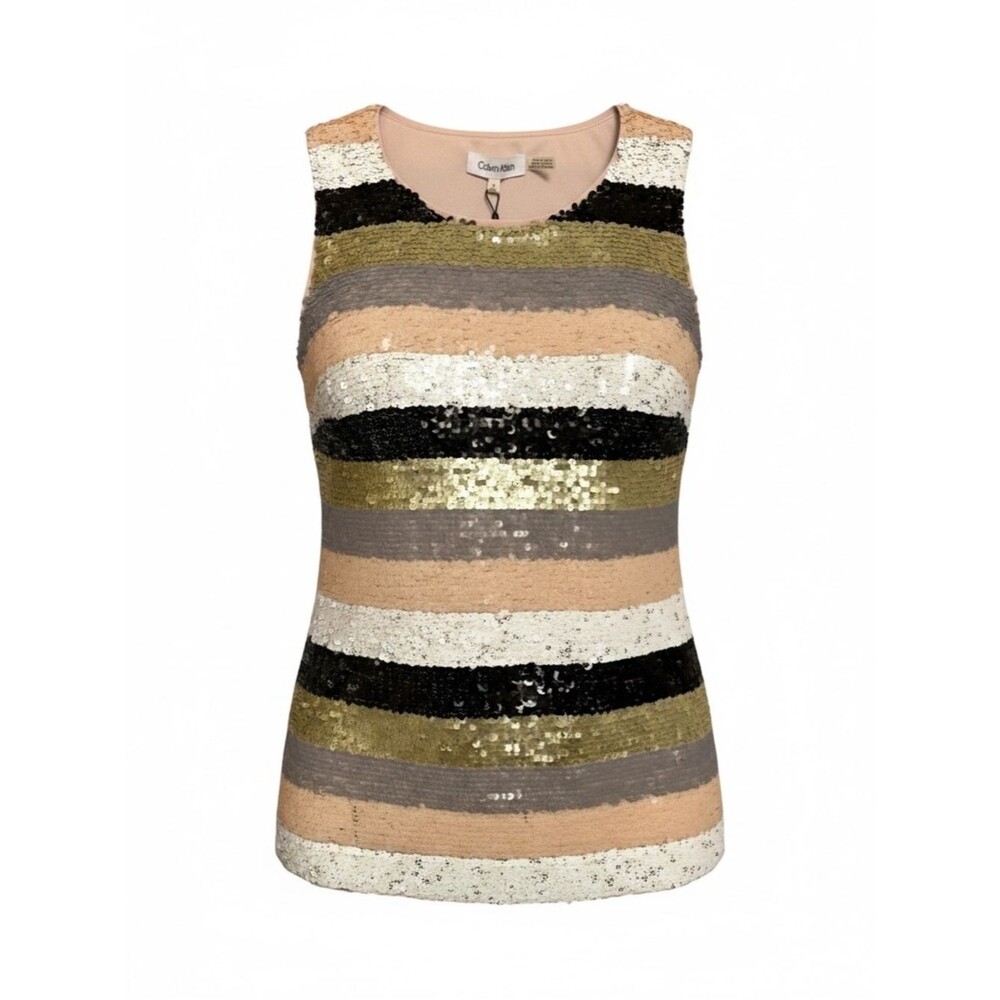 NWT - Calvin Klein - Sequin Stripe Tank - S